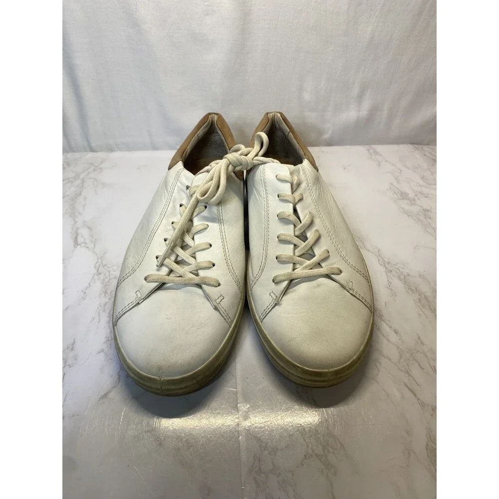Ecco White Lace Up Leather Sneakers 11 M